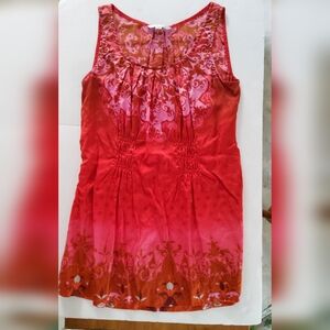 CAbi Red and Pink Sleeveless Top